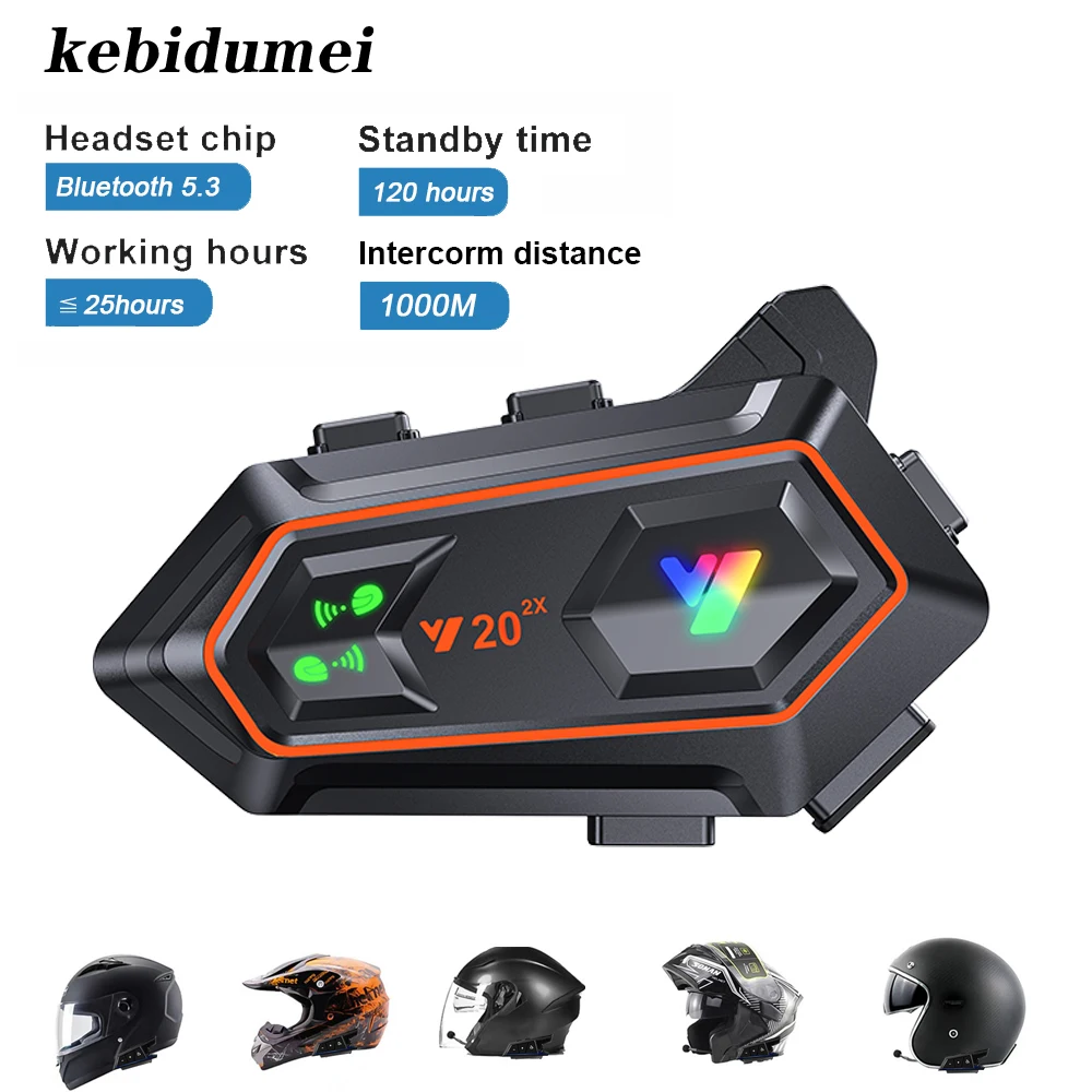 

Y20 Motorcycle Helmet Intercom Bluetooth 5.3 Headset Wireless Hands-Free Call Kit Noise Reduction Waterproof 1000M Interphone