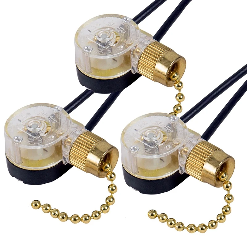 

3Pack Ceiling Fan Light Switch ZE-109 Fan Switch Ceiling Pull Chain Switch Replacement