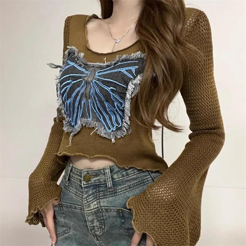 

Ladies New Fashion Cropped Knitted Pullover Sweater Women Clothing Girls Casual Knitwear Female Woman Sweaters BVA1246