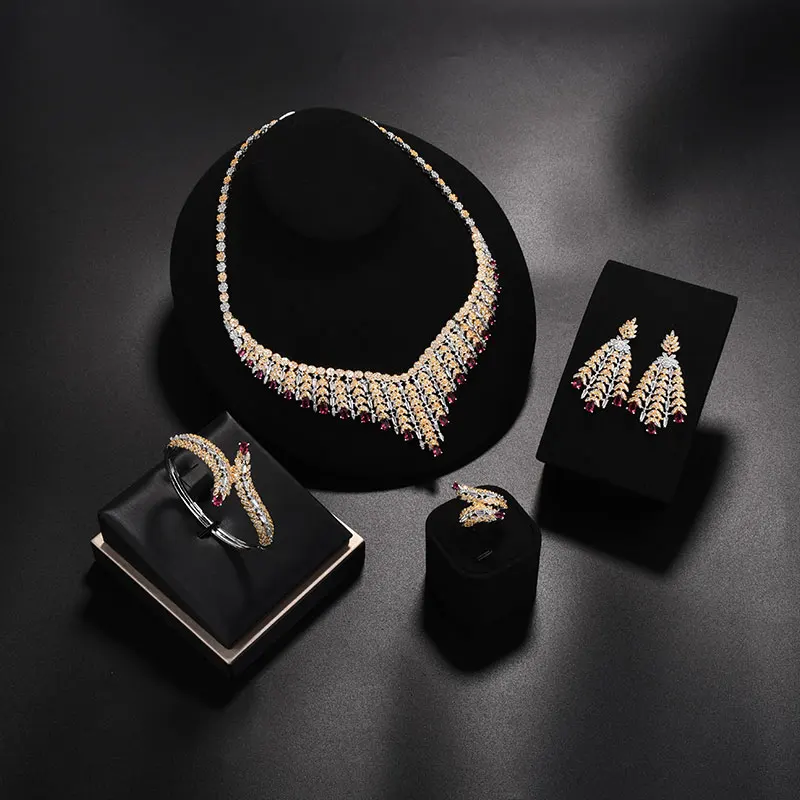 

luxury Nigerian wedding diamond set proposal adjustable cubic zirconia fine 4 piece set