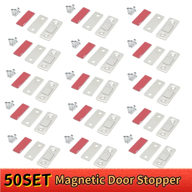 50 ชุดตู้แม่เหล็กจับกาวที่มองไม่เห็นลิ้นชักแม่เหล็กล็อคสําหรับห้องครัว Closer Ultra บางประตูแม่เหล็กที่แข็งแกร่ง St 1