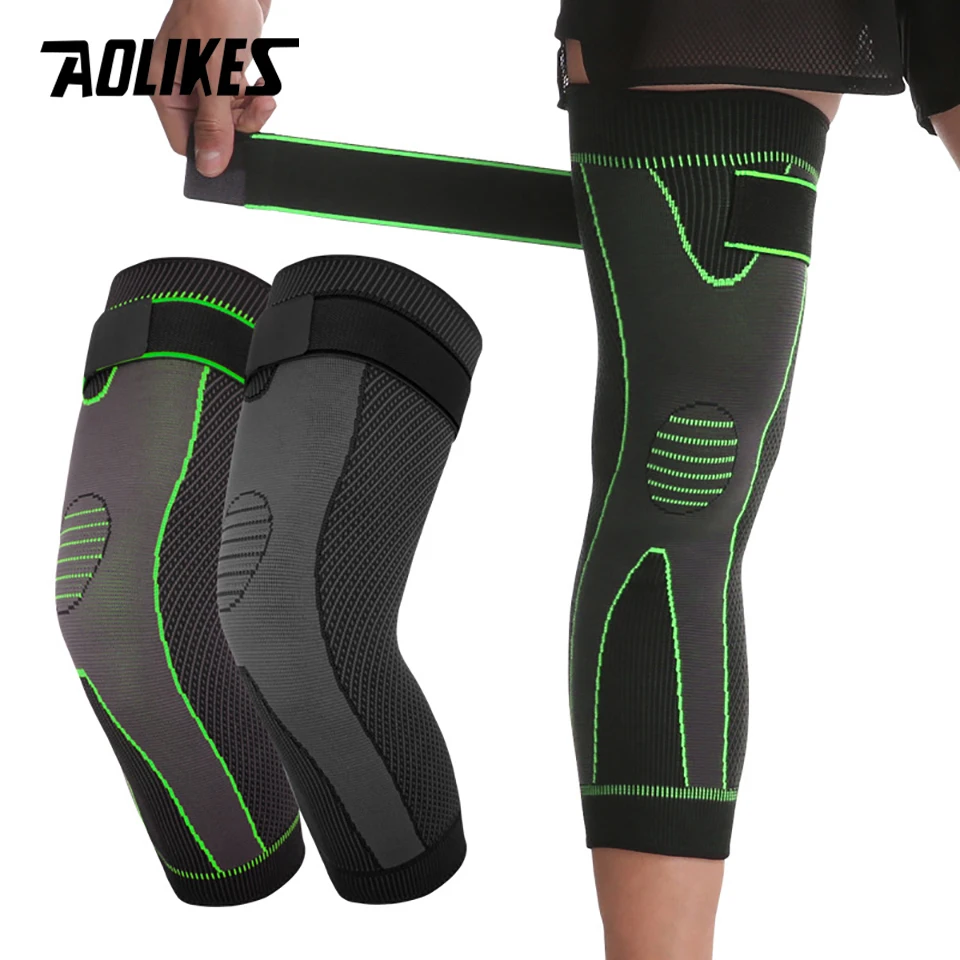 AOLIKES 1PCS Compression Knee Support Pads Lengthen Stripe Sport Sleeve