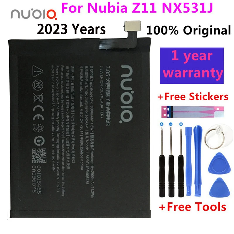 

2023 New Battery For ZTE Nubia Z11 NX531J Li3829T44P6h806435 3000mAh High Quality Replacement Rechargeable Battery+Free Tools