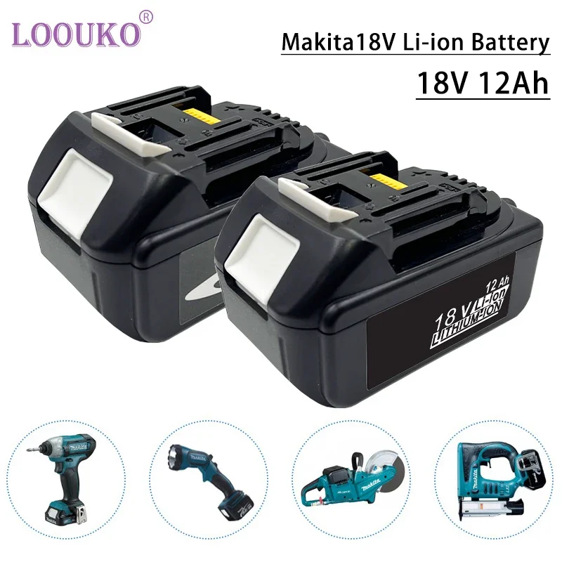 

LOOUKO 100% New 18V Makita 12000mAh Lithium-ion Rechargeable Power Tool 18V Replacement Battery BL1860 BL1830 BL1850 BL1860B