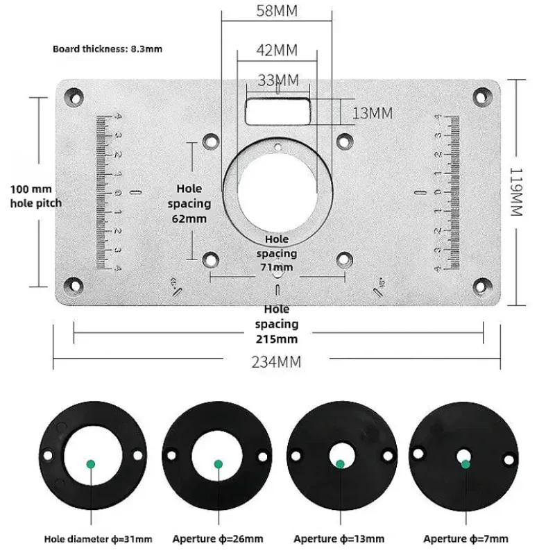Router Table Insert Plate Multifunctional Chamfer Positioning Engraving Plate Electric Milling Trimming Machine Woodworking Tool
