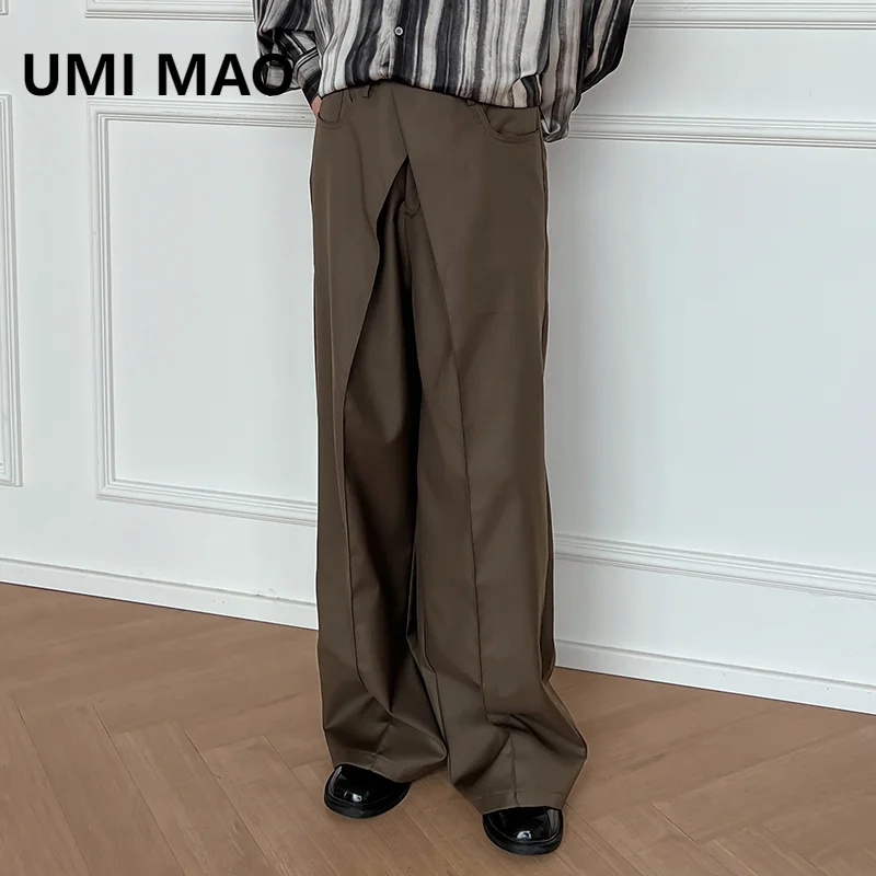 

UMI MAO Yamamoto Dark Pants Niche Design Sense Straight Leg Blazers Men's Personality Korean Wide Leg Trousers Couple Y2K