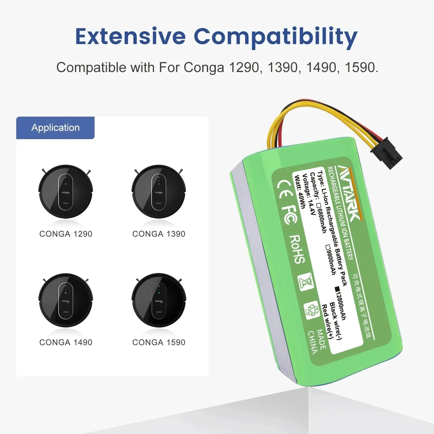 

100% Original 14.4v 3500mAh Lithium-ion Battery for Cecotec Conga 1290 1390 1490 1590 Replacement Robot Vacuum Cleaner Battery