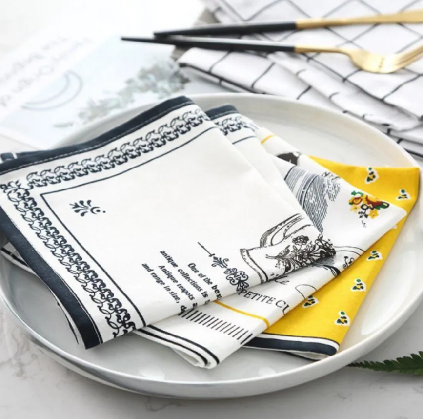 

4pcs，31x35cm，Home decoration coaster napkin printed cotton tablemat tea towel kitchen table mat European style