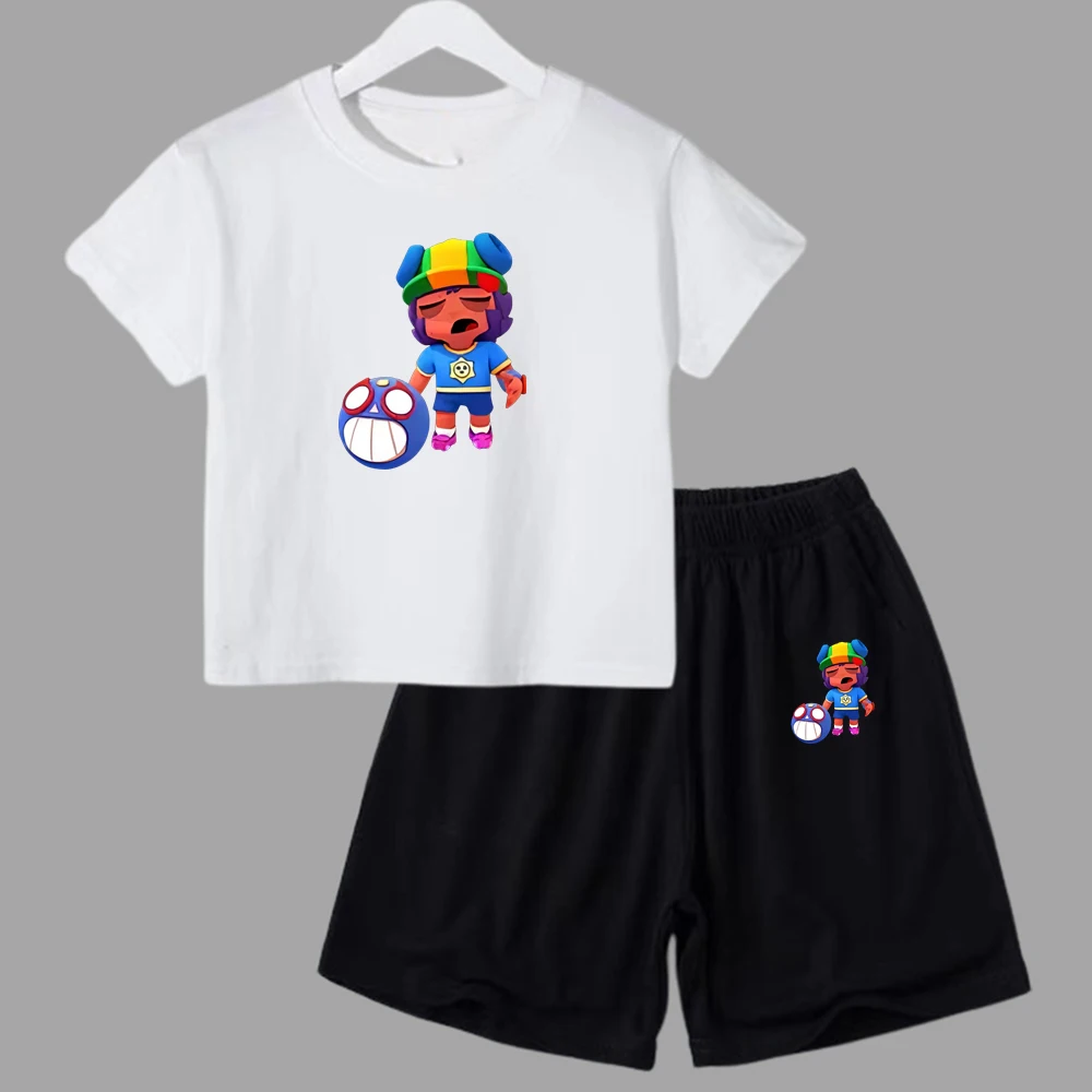 thumbnail image 1 of Conjunto de 2 piezas de camiseta y pantalones cortos divertidos de verano para niños y adolescentes, juego de lucha de algodón, Anime, Cosplay, ropa informal para niño y niña, conjunto para bebé, 1 of 4