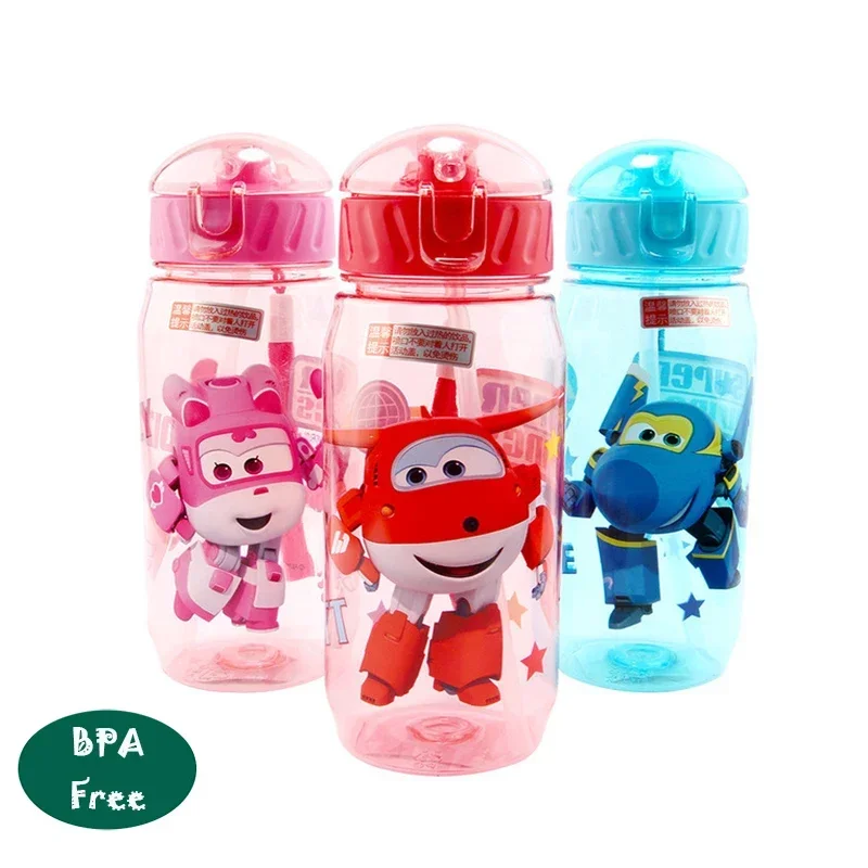 Disney Kawaii Water Bottle with Straw BPA Free Lovely Super Wings Items Drinkware Cute Water Bottles Cup