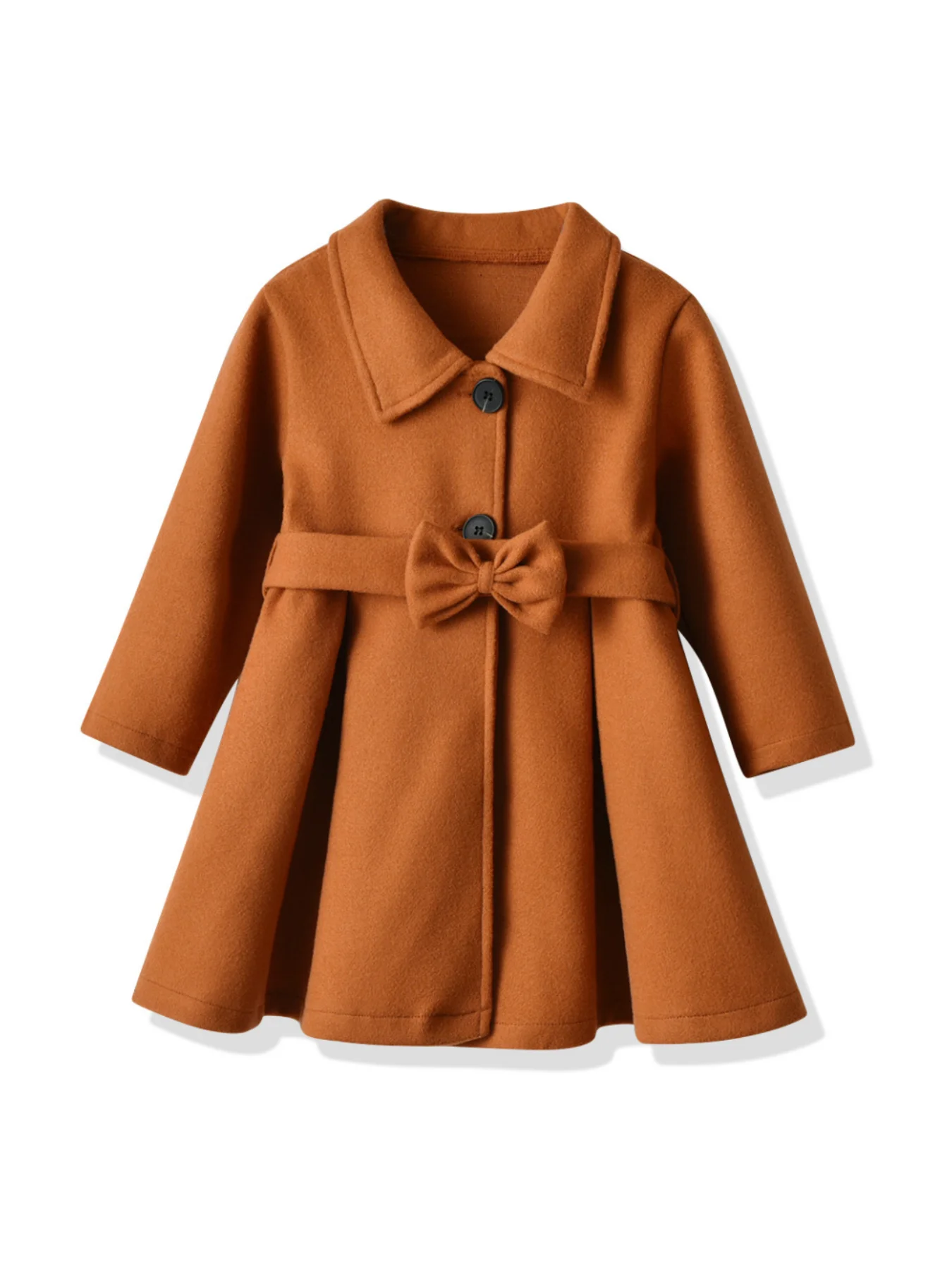 Girls Outerwear Spring and Autumn Girls' Single-breasted Toddler Jacket Casual Solid Color Cute Bow Belt