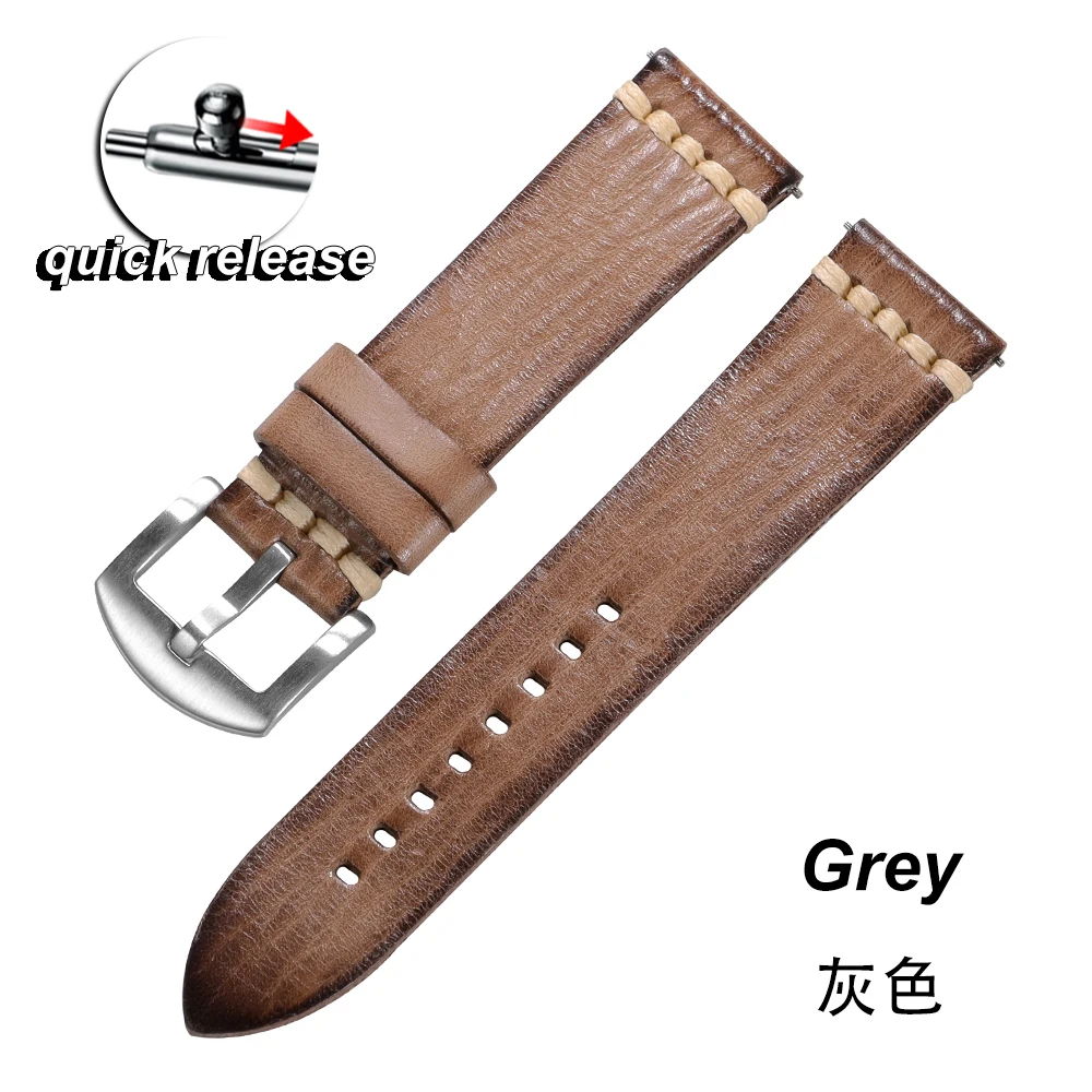 Premium Vintage Cowhide Leather Watch Strap - Men's Wrist Bracelet