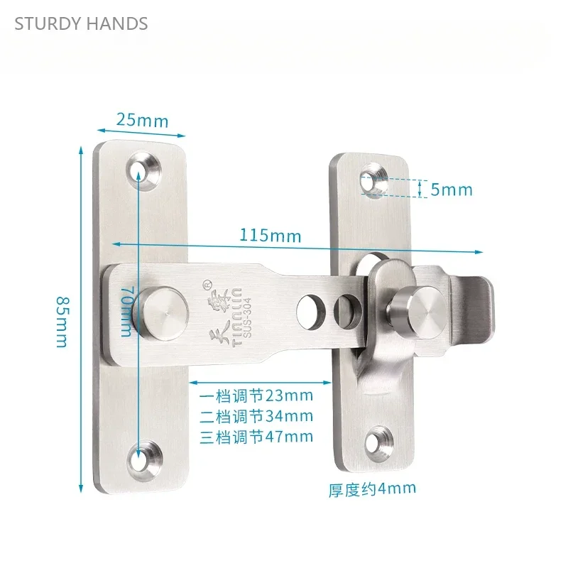 1 set of stainless steel non perforated anti-theft door buckles surface mounted adjustable sliding door latch locks door latch