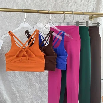 2026 2 Piece Yoga Set Leggings And Tops Fitness Sports Suits Gym Clothing Yoga Bra Seamless Leggings Running Women Tops Pant