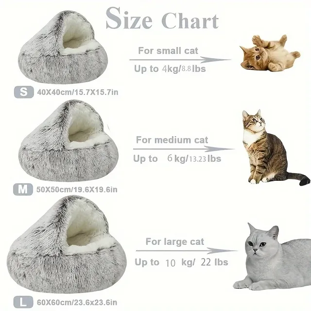 Winter Plush Pet Cat Bed Round Cat Cushion Cat House 2 In 1 Warm Cats Basket Pet Sleep Bag Kitten Nest Kennel for Small Dog Cats 6