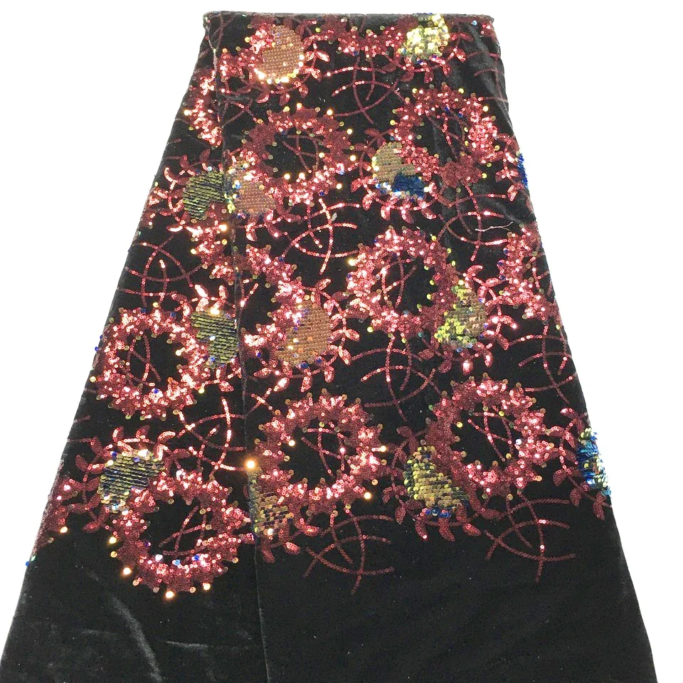 

Новейшая бархатная ткань, африканская кружевная ткань 2024, высококачественное кружево с блестками, нигерийские кружевные ткани для свадьбы, 5 ярдов, M3555