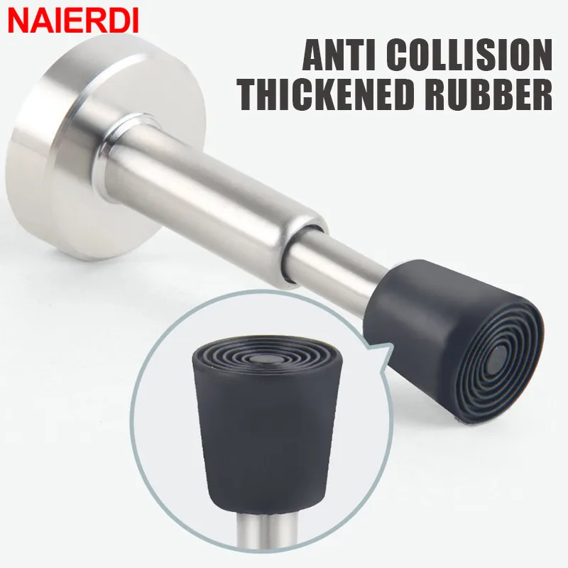 Door Stopper Hydraulic Buffer Stainless Steel Wall Mount Mute Nail-free Holder Touch Hardware
