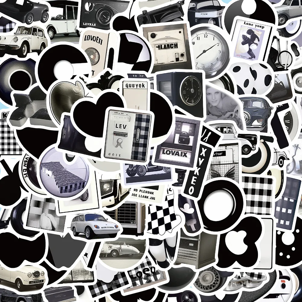 

10/30/50/100PCS Black White Style Ins Cute Stickers Decoration Decals DIY Laptop Phone Fridge Helmet Car Art Simple Sticker Kids