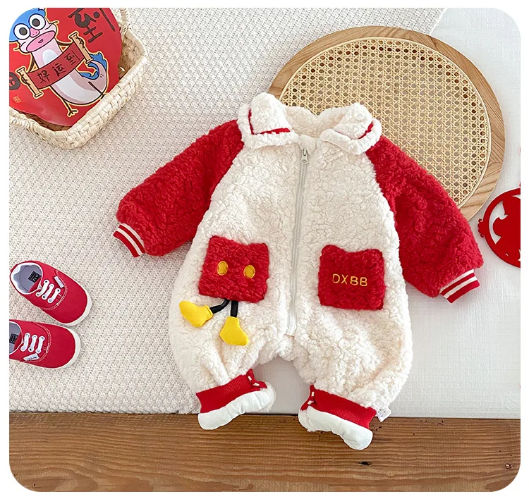 Kleinkind Warmer Body Winter Baby Langarm Overall Mädchen Neujahr Geburtstag Prinzessin Strampler Kleinkind Weihnachten Rote Kleidung – Detail 6
