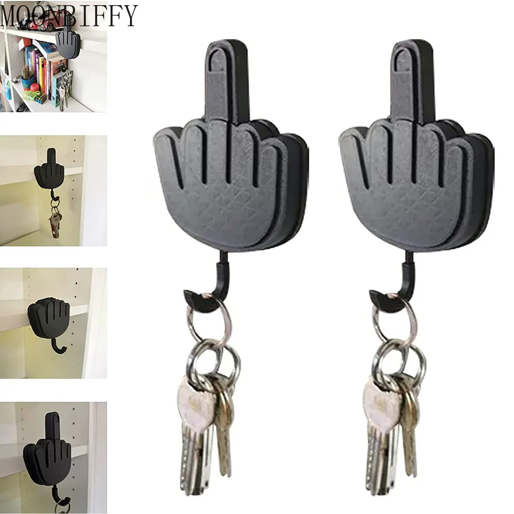Creative Retractable Middle Finger Hook Wall Clothes Hanger Room
