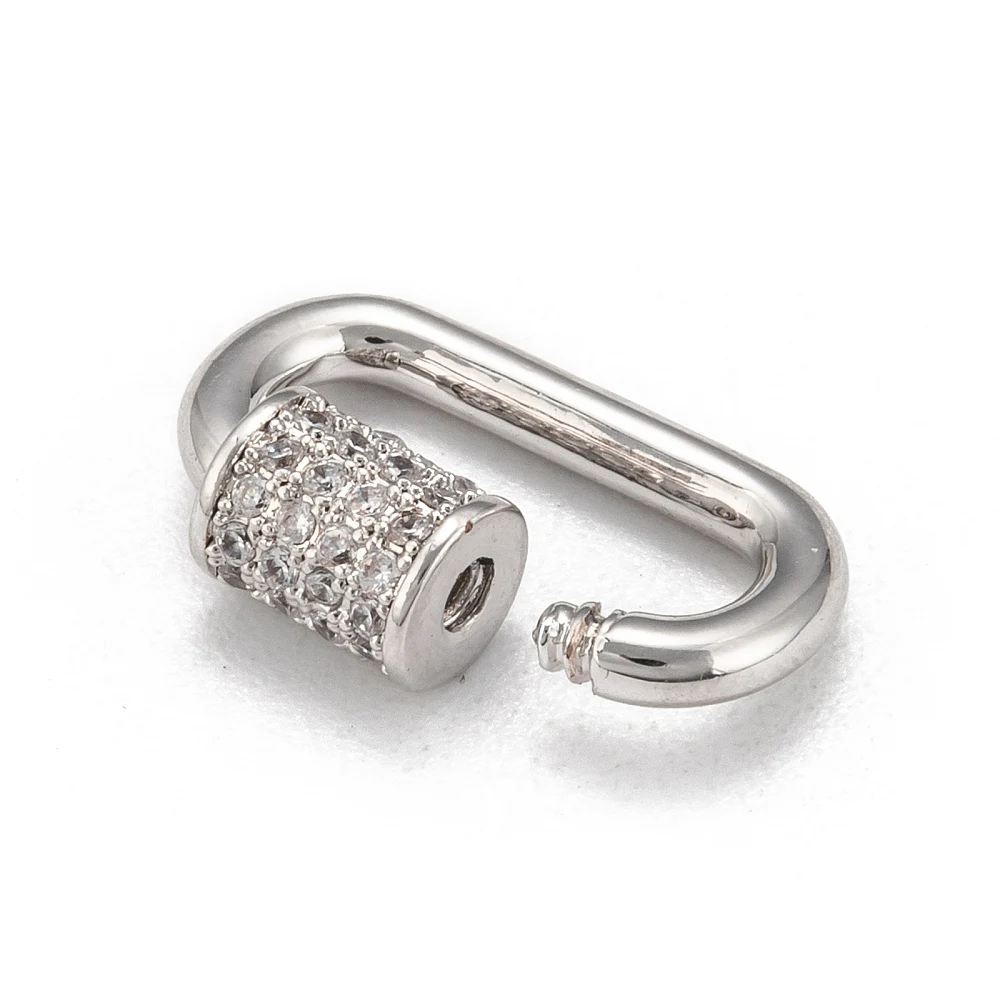 5 Stück Messing-Micro-Pave-Karabinerverschlüsse mit Zirkonia, ovale, klare Schnellverschlüsse für die Schmuckherstellung von Halsketten und Armbändern – Detail 7