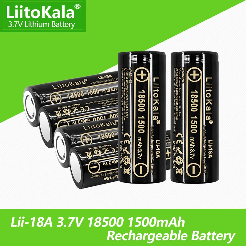 LiitoKala batería recargable para lashlight, 18500, 1500mah, 18500 V, Li Ion seguro, venta al por mayor, Lii recargables| - AliExpress