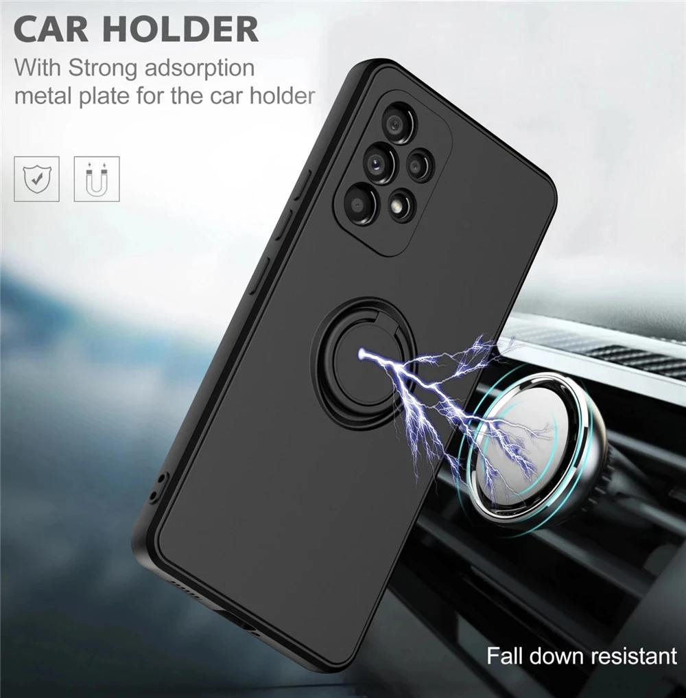 Premium Magnetic Ring Holder Liquid Silicone Case Cover