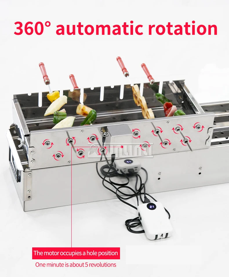 Description Picture 4 of item2025 Version Barbecue Rotate Grill Stainless Steel Automatic Flipping BBQ Machine Churrasqueira Eletrica
