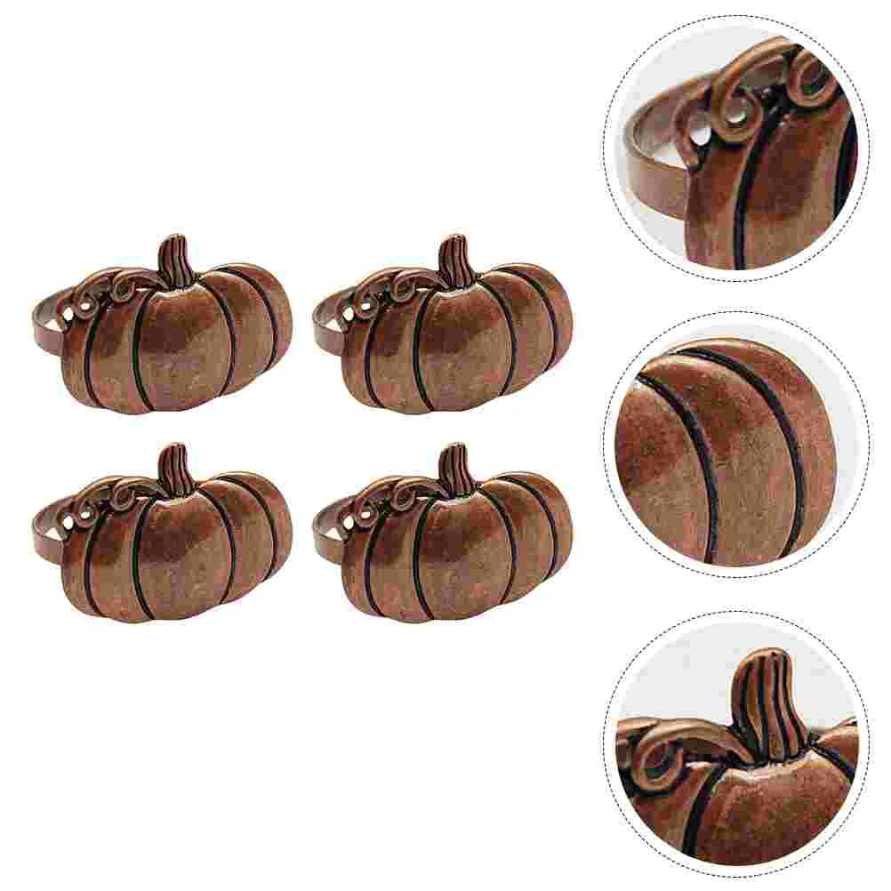 Napkin Ring 4 Pcs Chic Buckles Vintage Decor Rings Halloween Pumpkin Alloy Adornments Banquet