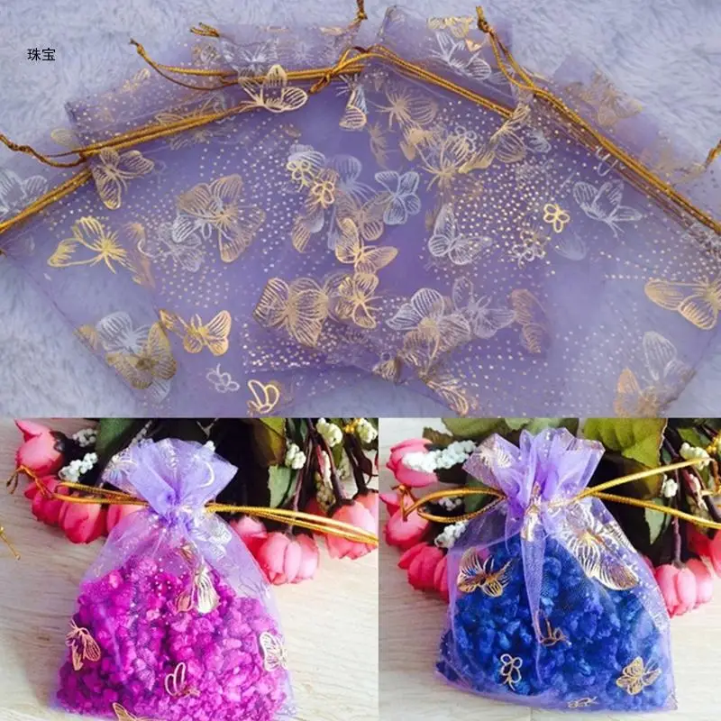 

X5QE 25Pcs Organza Gift Bags Jewellery Drawstring Pouches Wedding Party Candy 10X12cm