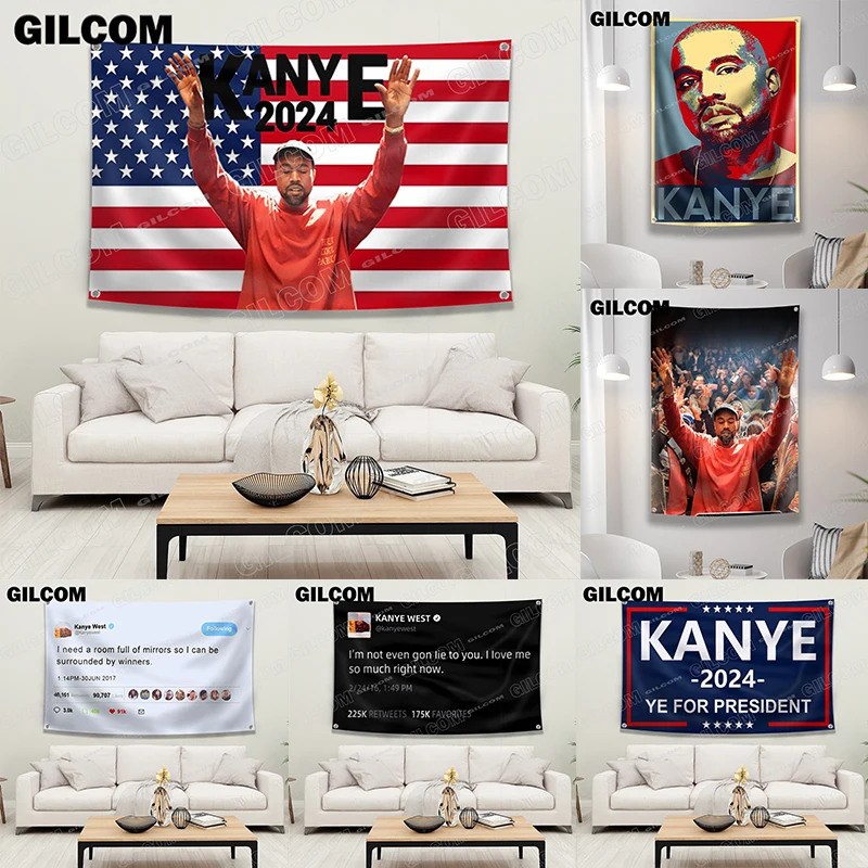 Kanye Flag American Hip Hop Rapper Singer Funny Tweet Poster