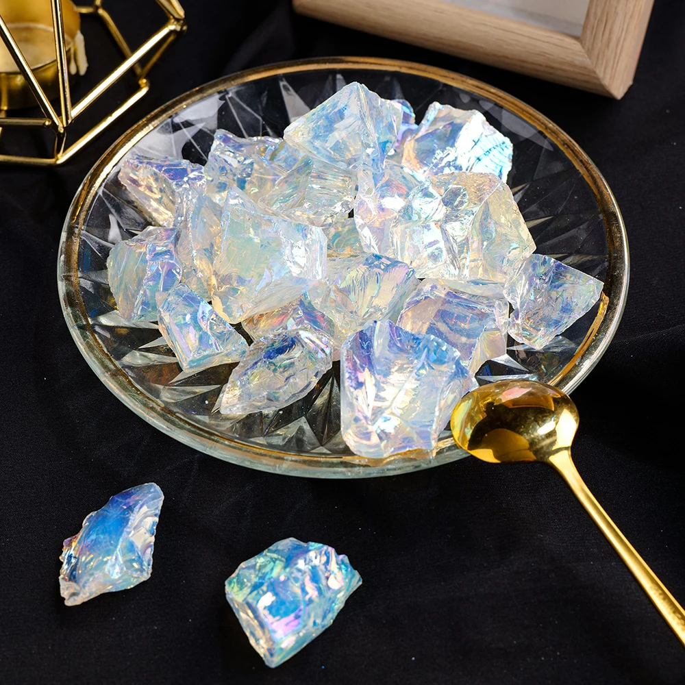 50 Gr/beutel 2-3 stücke Opalite Raw Stein Synthetische quarz Aura Regenbogen Farbe Grobe Hause Wohnzimmer Ornamente Decor mineralien – Detail 1