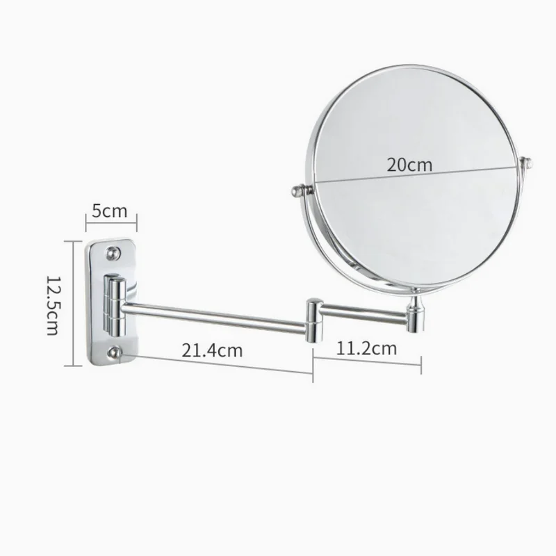 8" Wall Mounted Makeup Mirror,1X/10X Magnifying Shower Mirror 360&deg; Rotation Foldable Vanity Mirror