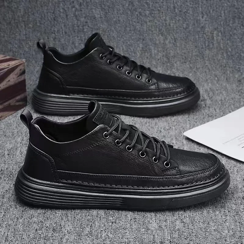Leather Men Casual Shoes Comfort Platform Shoes for Men Walking  Male Ankle Vulcanized Shoes Tenis Masculino 2