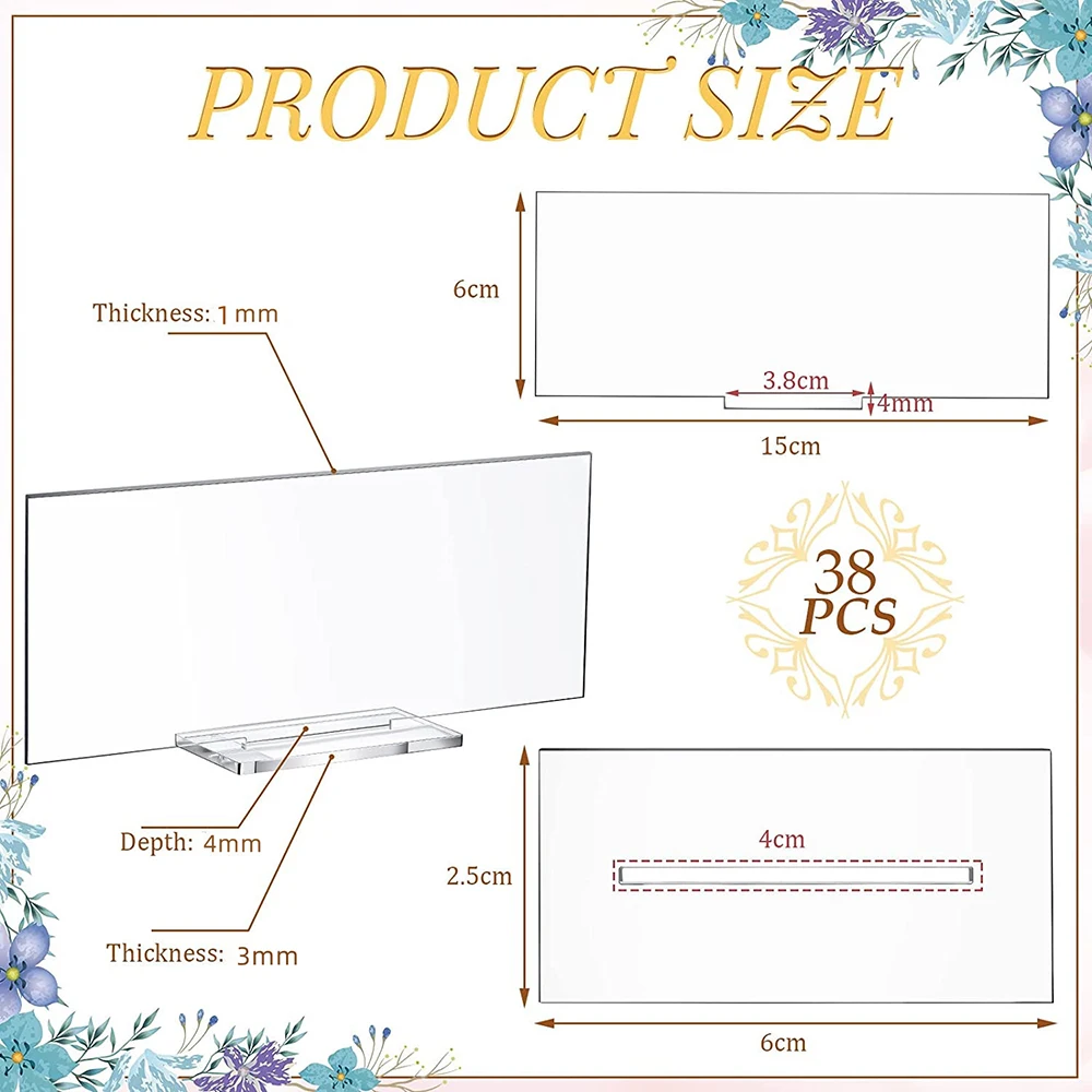 10PCS Clear Acrylic Blank Square With Base For Wedding Table Number Plate DIY Bar Cafe Banquet Party Place card