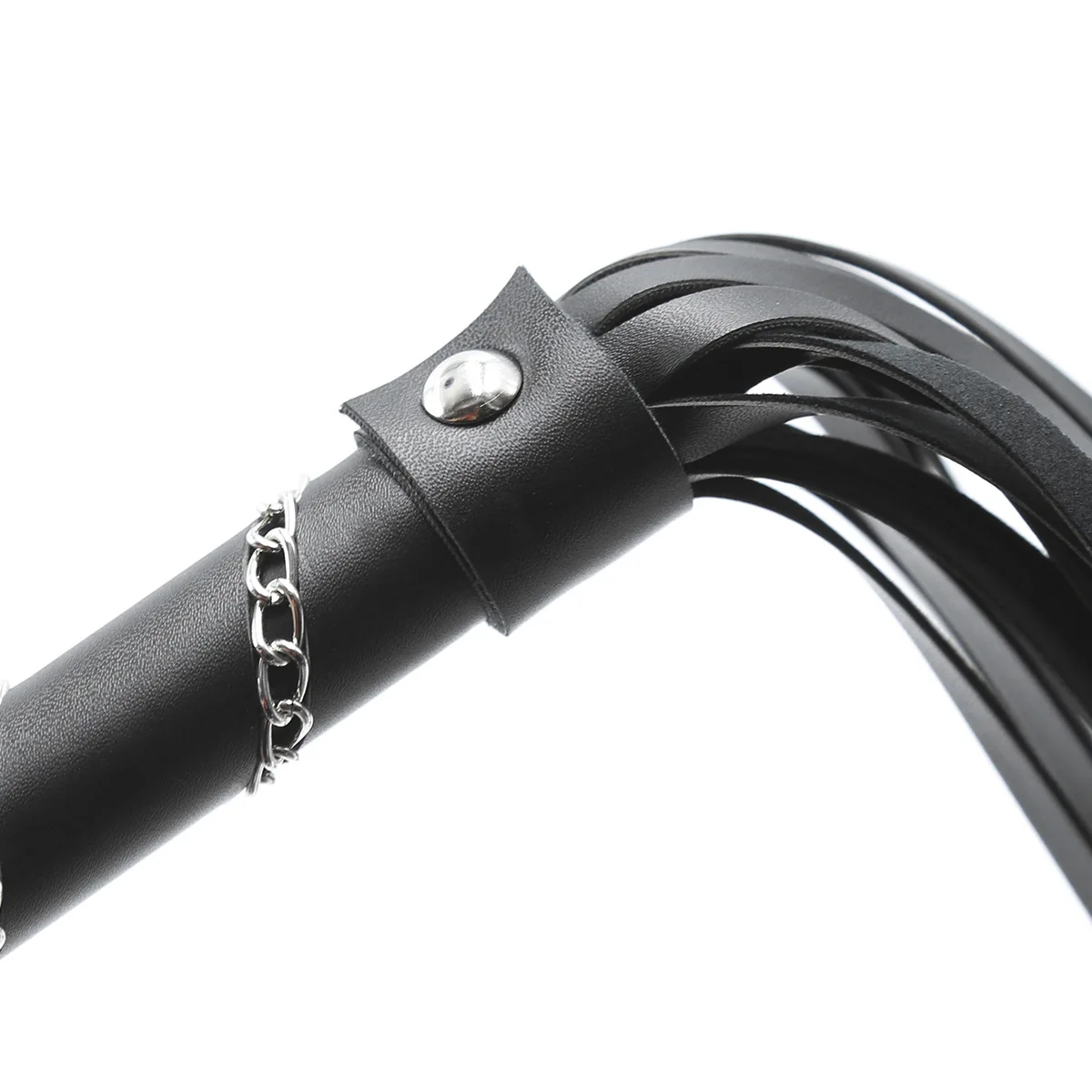 64CM Premium PU Leather Horse Whip Horse Riding Equestrian Horse Crop with Chain Handle Wrist Strap
