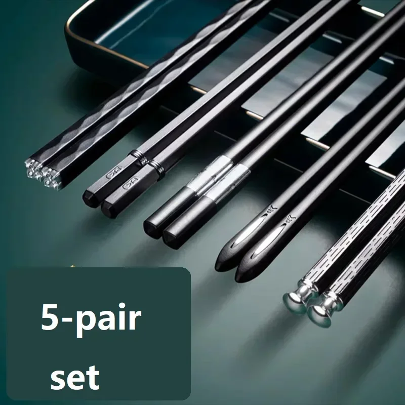 5Pairs Chinese Japanese chopsticks Set Sushi Stick Reusable High Quality Non-Slip For Food Noodle Restaurant Kitchen Tableware