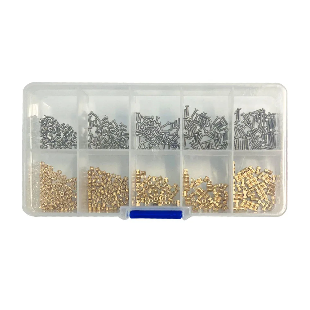M1 M1.4 M1.6 M1.7 Hot Melt Knurled Embedded Copper Nut Stainless Steel Screw Heat Threaded Brass Insert Nut Bolt Set Kit Printer