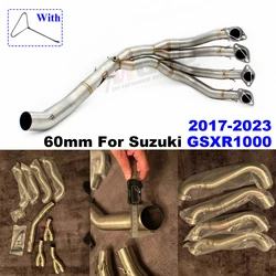 For Suzuki GSXR1000 GSXR 1000 2017 2018 2019 2020 2021 2022 2023 60mm Motorcycle Exhaust Slip On Systems Racing Front Link Pipe