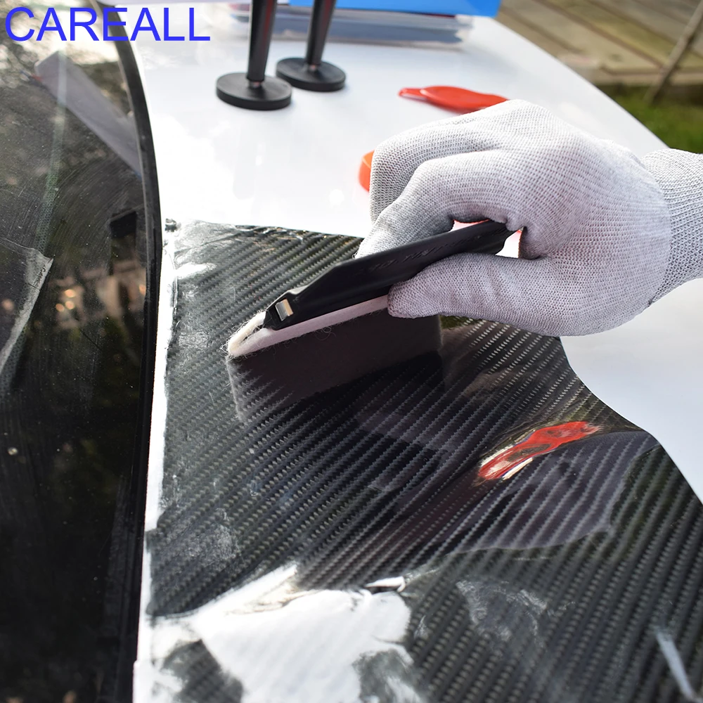 CAREALL 3pcs Car Window Tint Magnet Squeegee Installation Tool Carbon Fiber Film Vinyl Wrap Stickers Decals Suede Felt Scraper vinyl squeegee window tinting squeegee window tint squeegee