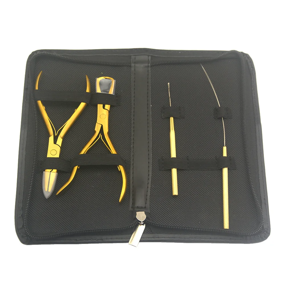 

1 set of Hair Extension Plier Micro Ring Applicator Remover Plier Hair Loop Tool Metal Hair clip Scissor for Weft Extensions