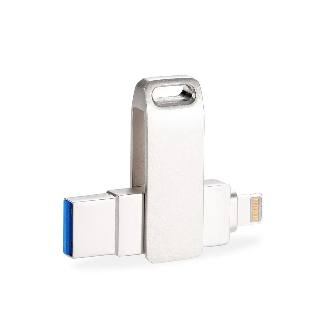 Clé USB Y Disk 128 Go pour iPhone iPad Mémoire USB OTG Clé USB 4 en 1  Compatible avec Android IOS USB Micro USB Type C Lightning couleur maison