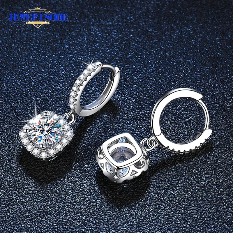 JEWEPISODE D Color Moissanite Earrings 925 Sterling Sliver Plated 18k White Gold Earring for Women Wedding Party Fine Jewelry