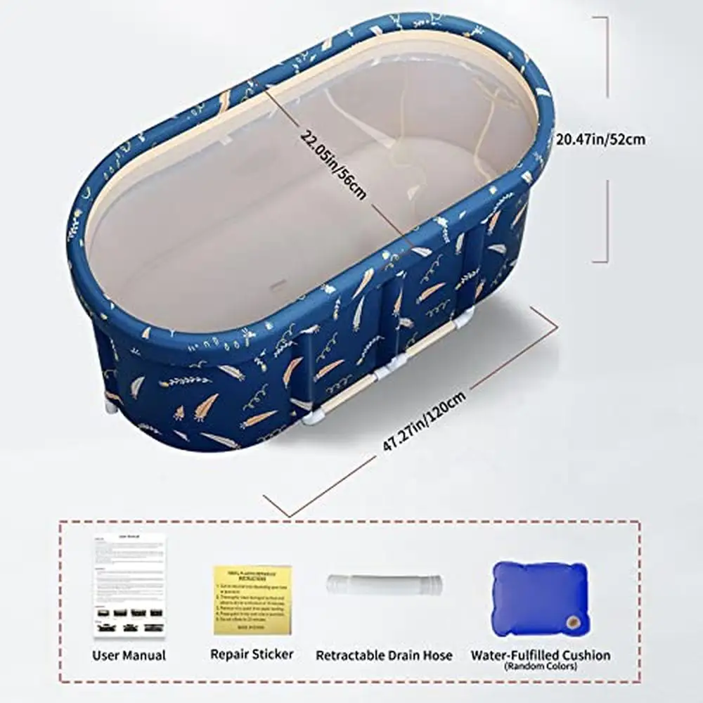 Foldable Portable Japanese Soaking Tub with Drain Hose Adults Boys and Girls Aluminum Alloy Support Frame Anti-Leakage Body Easy 3