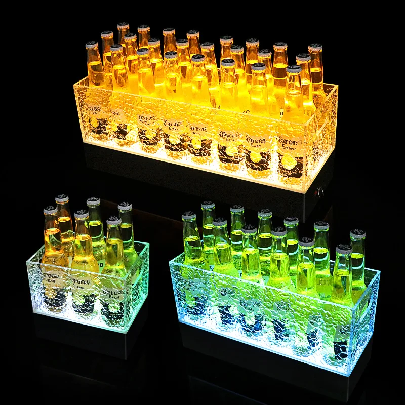 Bar KTV commercial beer frame luminous ice bucket PC plastic wine barrel creative LED color light charging champagne bucket