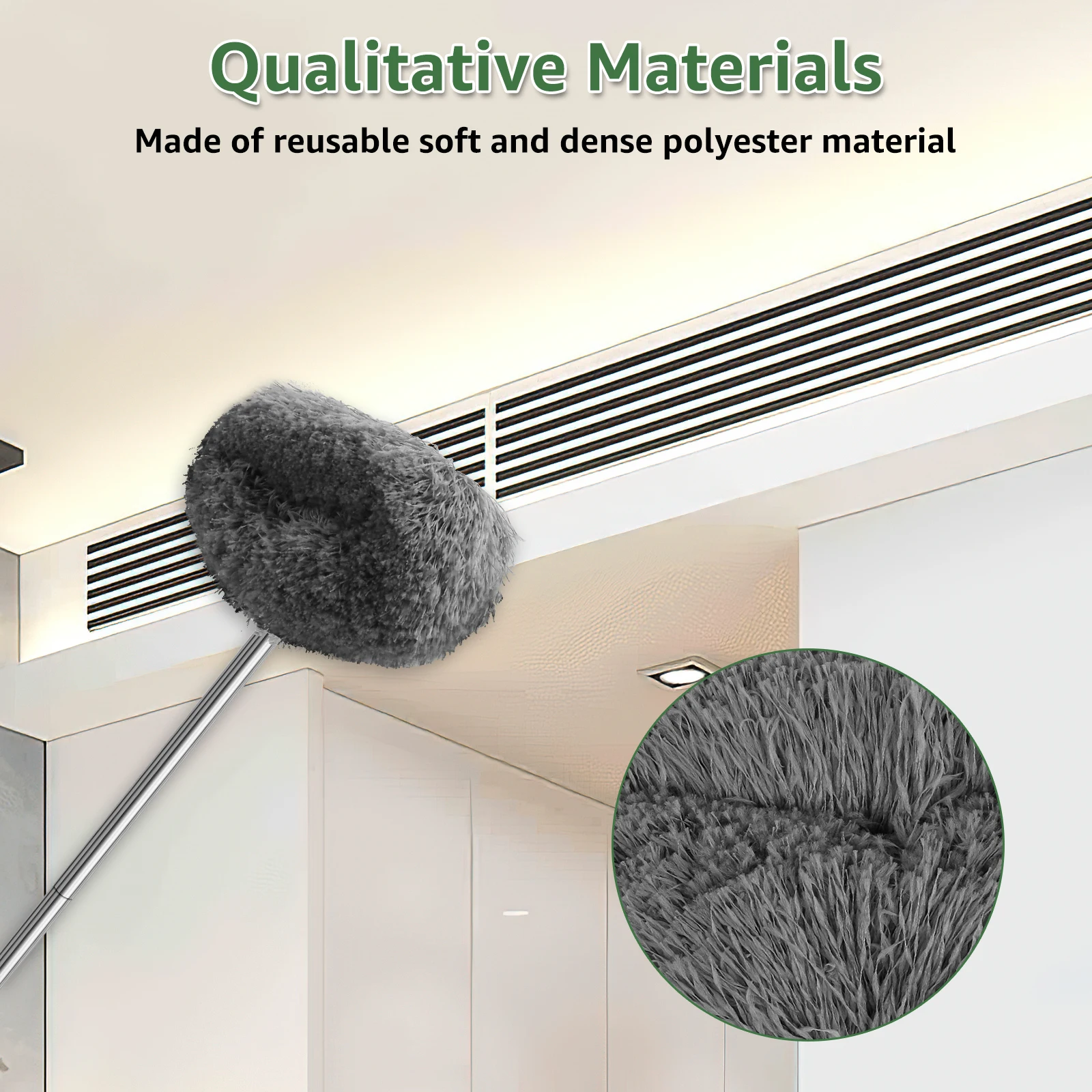 Ceiling Fan Duster with Detachable Heads and Extension Pole