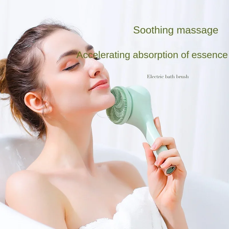 Electric Bath Shower Brush Long Handle Silicone Multifunctional Electric Bath IP67 Waterproof Shower Brush Back Scrubber