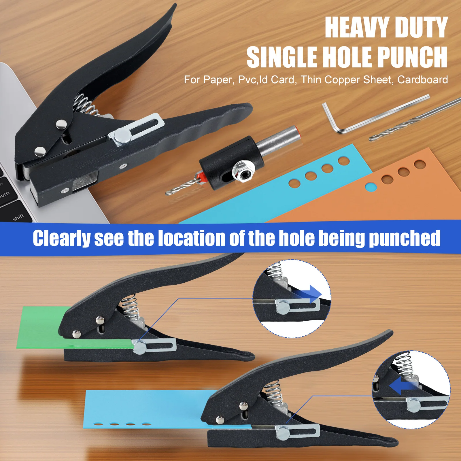 Manual Edge Band Puncher Plier 8mm Hole Card Punching Tool for