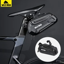 WILD MAN borsa da bici borsa da sella per bicicletta posteriore impermeabile borsa per accessori da ciclismo con guscio rigido può essere appesa luci posteriori 1.2L