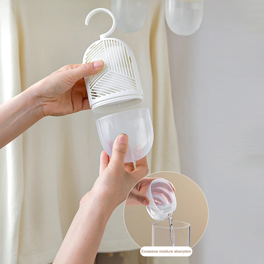 Clothes Dehumidification Box Moisture-proof Hanging Desiccant Bag with Water Collector&Hook for Wardrobe Closet Cabinet